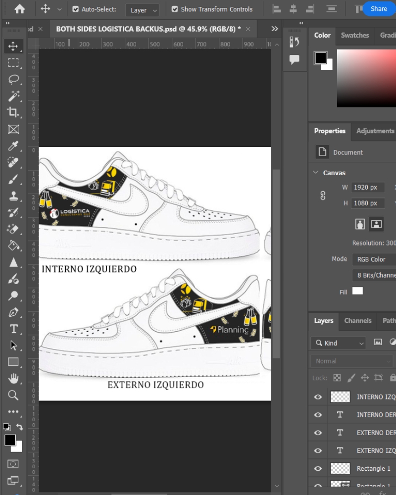 Mockup digital de zapatillas personalizadas DePeru Custom antes de iniciar la producción artesanal